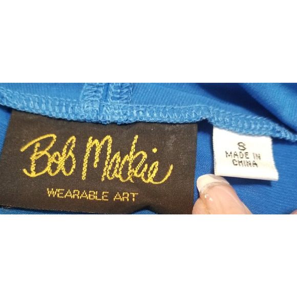 Bob Mackie Wearable Art Kimono Top Women's Size S Blue Open Front Cardigan Boho - Picture 5 of 6